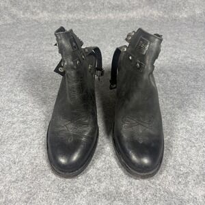 Circle G‎ by Corral Studded Ankle Boots 9 Black Leather Western Moto Strappy